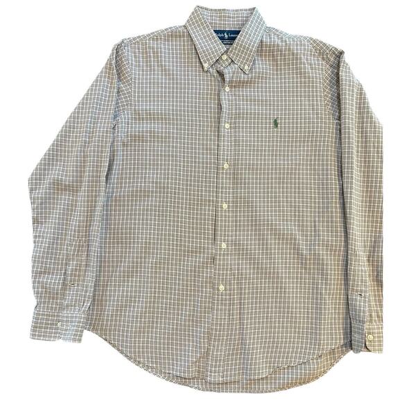 RALPH LAUREN Custom Fit Green purple brown Long Sleeve Button Down Men's LARGE - Picture 2 of 6